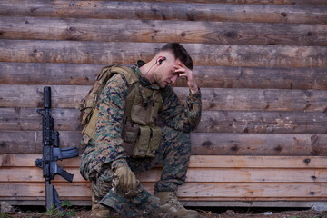upset soldier has psychological problems