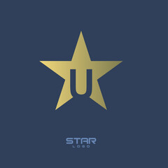 Gold Star Logo with Initial Letter U