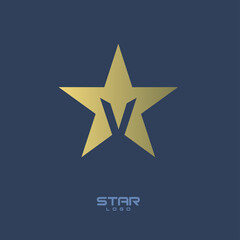 Gold Star Logo with Initial Letter V