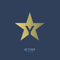 Obraz premium Gold Star Logo with Initial Letter Y