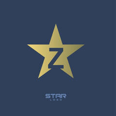 Obraz premium Gold Star Logo with Initial Letter Z