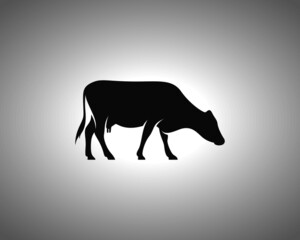 Cow Silhouette on White Background. Isolated Vector Animal Template for Logo Company, Icon, Symbol etc