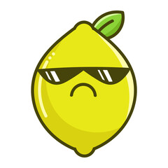 kawaii bad sunglasses lemon fruit cartoon illustration