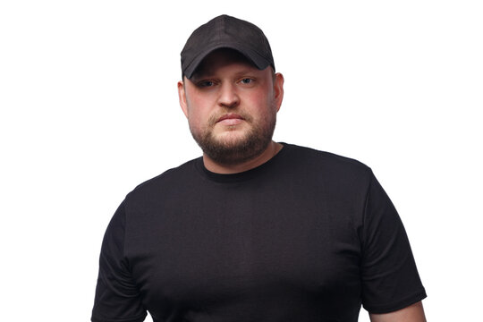 Image Of Man In Black Ball Cap On White Background