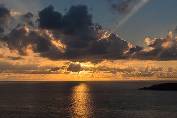 Fototapeta na wymiar Sunset over the Caribbean sea