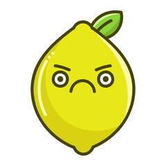 kawaii angry lemon fruit cartoon illustration