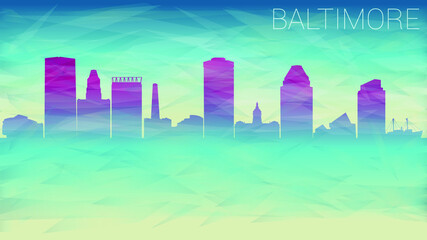 Baltimore Maryland City USA. Broken Glass Abstract Geometric Dynamic Textured. Banner Background. Colorful Shape Composition.