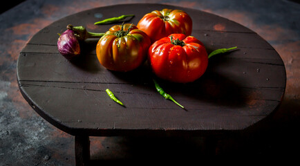 Preparation with vegetables on dark ground in the kitchen © mehmetcan