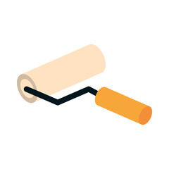 isometric repair construction color paint roller work tool and equipment flat style icon design