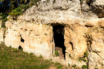 Archaeological Sights of  Latomia dell Intagliata in Palazzolo Acreide, Province of Syracuse, Italy. 