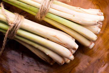 Lemon Grass on wood background