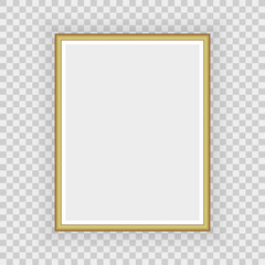 Realistic gold frame isolated on background. Perfect for your presentations. Vector illustration.