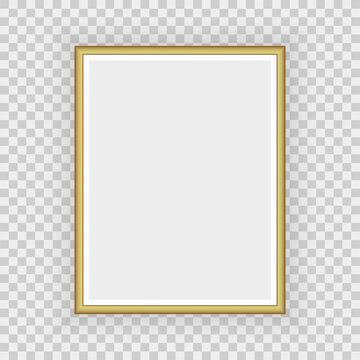 Realistic gold frame isolated on background. Perfect for your presentations. Vector illustration.