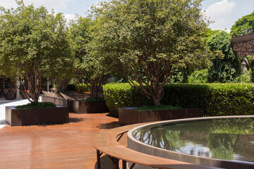 Beautiful outdoor square with trees.