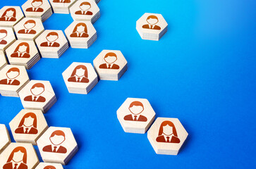 Heterogeneous social structure of employee hexagons. Recruiting and personnel management. Process...