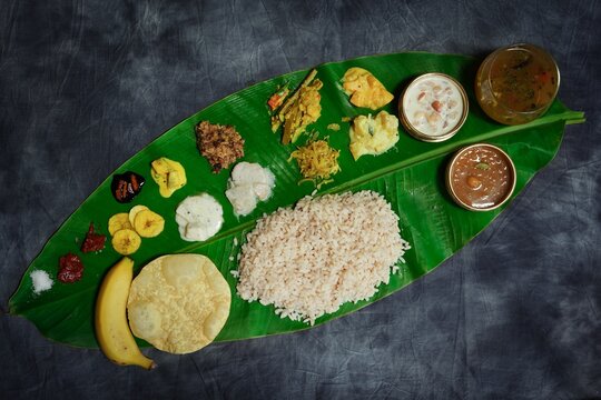 Onam feast / Kerala Ona-sadya served in banana leaf
