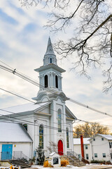 Clinton, New Jersey - 1/27/2013:  Clinton Presbyterian Church, NJ - obrazy, fototapety, plakaty
