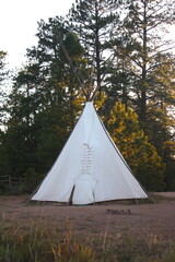 colorful hand-painted teepees at the entrance of Arches National Park in Maob, Utah remind visitors of the region's Native American heritage at the entrance