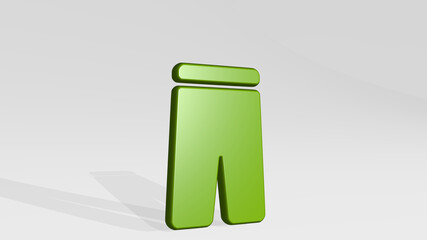 TROUSERS CALVES from a perspective with the shadow. A thick sculpture made of metallic materials of 3D rendering. white and background