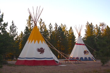 Colorful hand-painted teepees at the entrance of Arches National Park in Maob, Utah remind visitors of the region's Native American heritage at the entrance © Sabrina