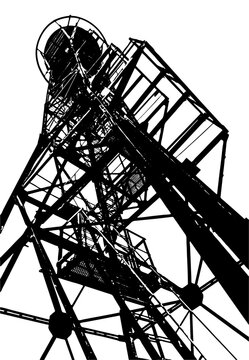 silhouette of an old sentinel tower on a white isolated background