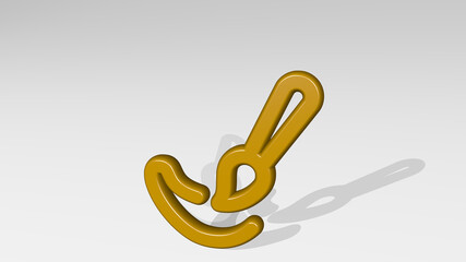 Obraz premium COLOR BRUSH PAINT from a perspective with the shadow. A thick sculpture made of metallic materials of 3D rendering. background and illustration