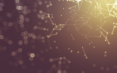 Abstract background. Molecules technology with polygonal shapes, connecting dots and lines. Connection structure. Big data visualization.