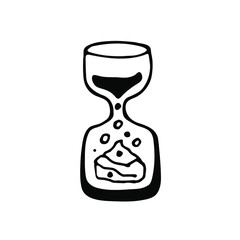 Hand drawn simple hourglass Isolated on white background. Hand drawn vector illustration for cards, T-shirts,posters, banner ,stickers and professional design.