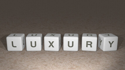 Luxury built by dice letters and color crossing for the related meanings of the concept by 3D rendering. background and illustration