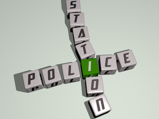 combination of Police Station built by cubic letters from the top perspective, excellent for the...