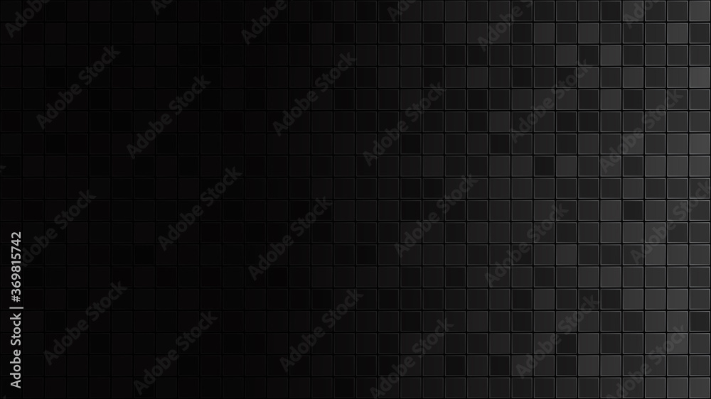 Wall mural Abstract background of small squares in black and gray colors with horizontal gradient