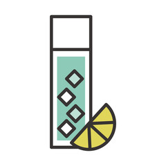 cocktail icon with lime drink liquor refreshing alcohol celebration line and fill design