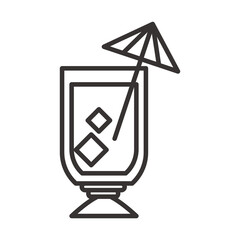 cocktail icon glass with umbrella and ice drink liquor refreshing alcohol line style design
