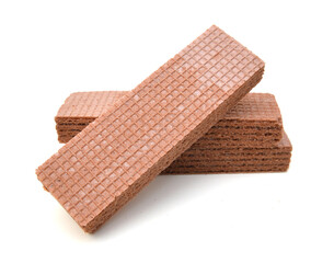 Wafers with chocolate on a white background