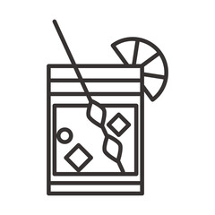 cocktail icon glass lime mixer and ice drink liquor refreshing alcohol line style design