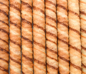 Waffle rolls isolated on white background 