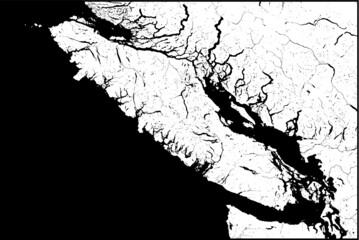 Naklejka premium Vancouver Island Black & White Map - Full Detail Vector