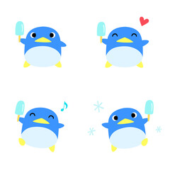 アイスキャンディを持つペンギン