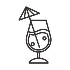 cocktail icon glass cup with umbrella drink liquor refreshing alcohol line style design