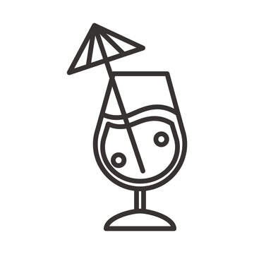 recommend clip art: cocktail icon glass cup with umbrella drink liquor refreshing alcohol line style design