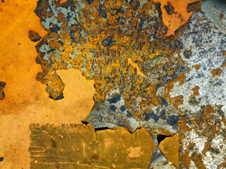 Corrosion metal texture background. Oxydized iron with sticks of rust. Corroded grunge steel abstract structure