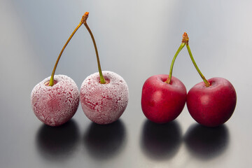 frozen cherry berry. fruits and vitamins. healthy food for breakfast. fruits of vegetation. fruit dessert