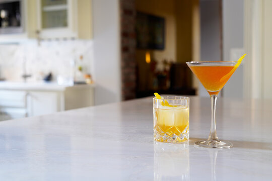 Old-fashioned and Side-car cocktails