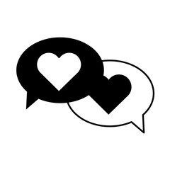 speech bubbles love hearts message romantic feeling linear style icon