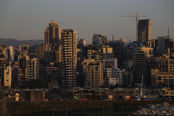 Fototapeta na wymiar Beirut destruction after the tragic explosion happened in Port of Beirut on August 4, 2020: Beirut Downtown