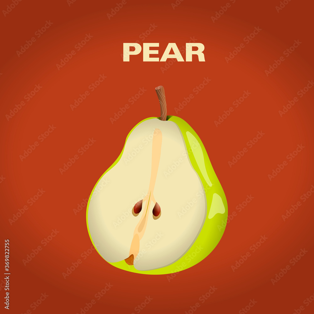 Poster half pear vector.