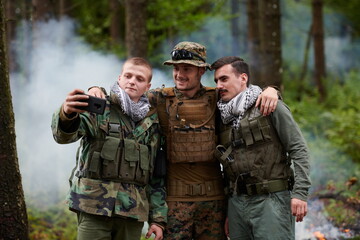 soldiers and terrorist taking selfie