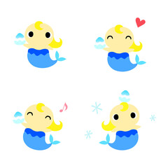 かき氷を持つ人魚