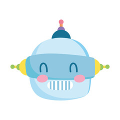kids toys robot head cartoon isolated icon design white background