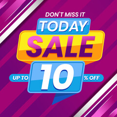 Vector graphic of Modern Colorful Today Sale 10 Percent Advertising Banner Background. Perfect for Retail, Brochure, Banner, Business, Selling, etc